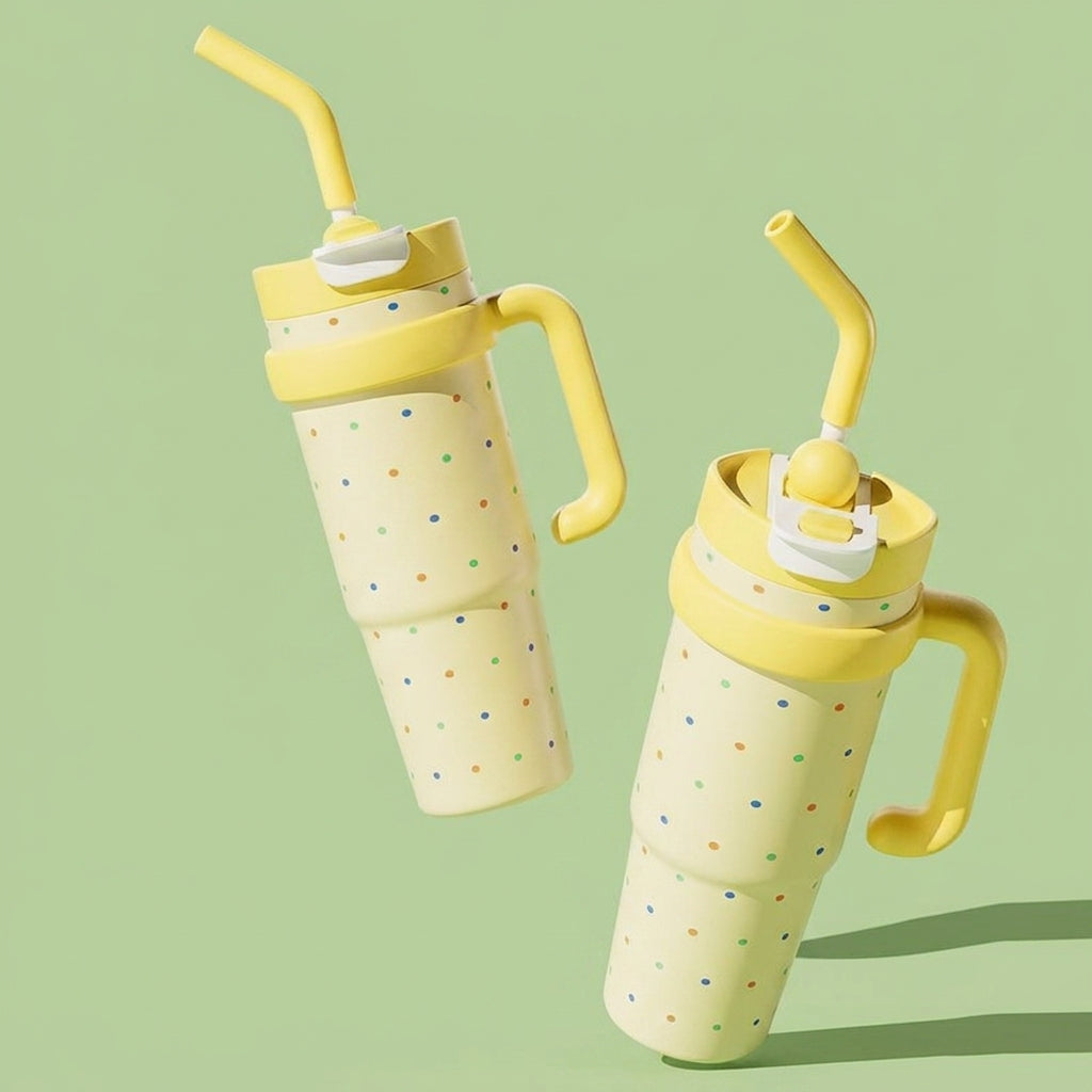 Large Capacity Handle Straw Insulated Tumbler